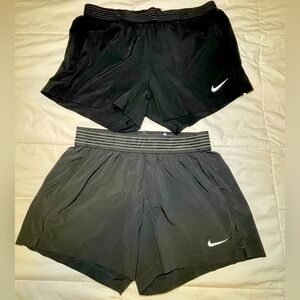 2 Nike Black and Gray Athletic Dri Fit Shorts Medium